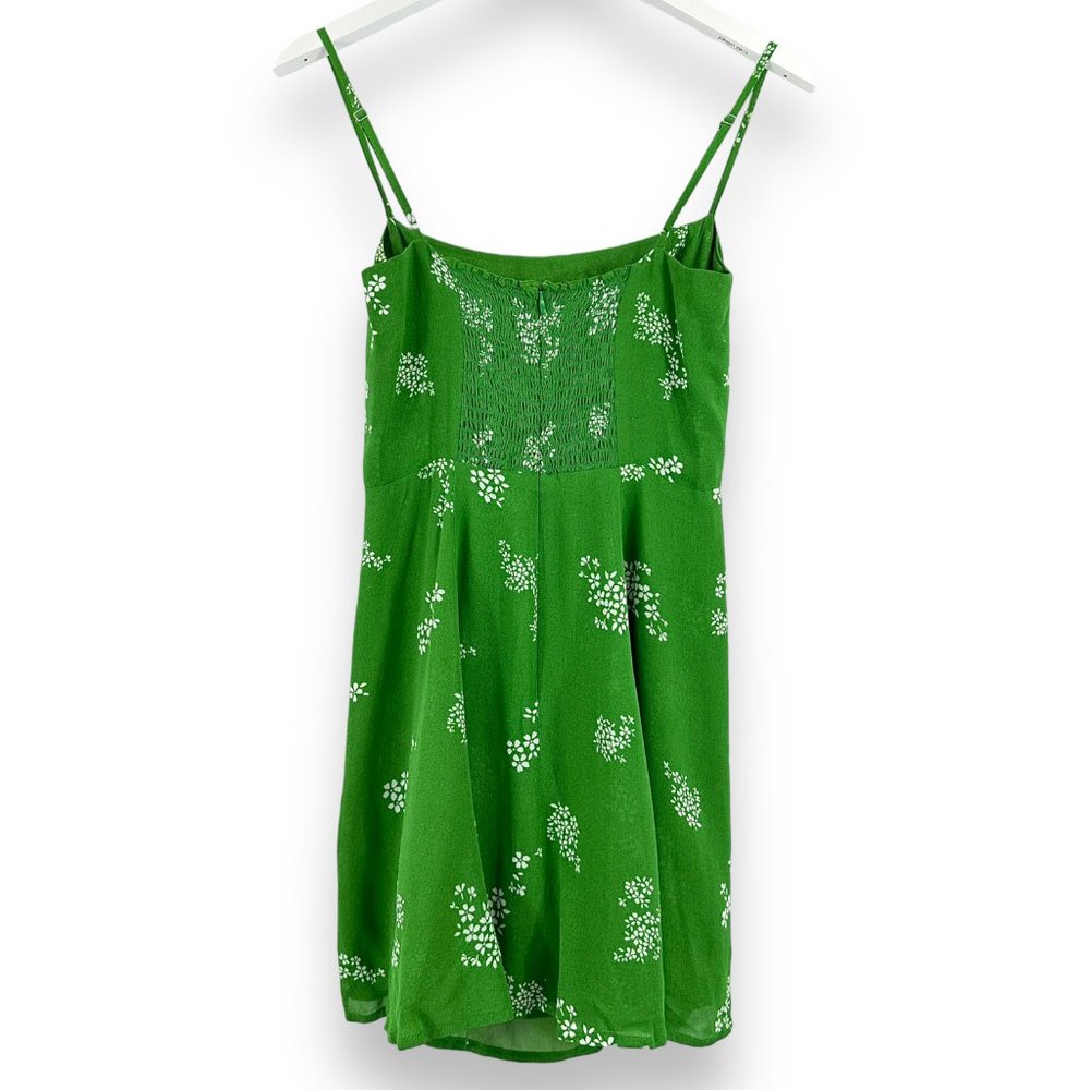 Reformation Green & White Floral Cami Strap Mini Dress - Picture 2 of 5